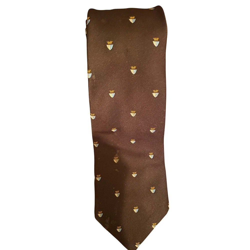 Vintage‎ Sears The Mens Store Arc de Triomphe Brown Crest Crown Motif Necktie